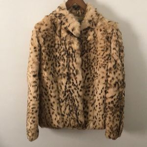 Vintage leopard print, rabbit fur coat